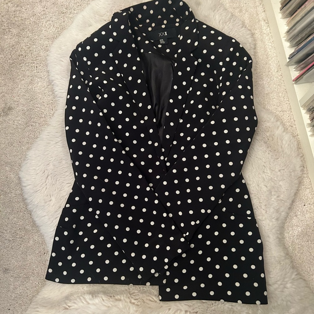 Black polka dot blazer